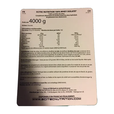 100% Whey Isolate - Vanille - 4000 Scitec nutrition