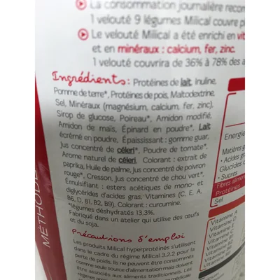 Milical Hyperprotéiné 9 Légumes 18 Veloutés Minceur Milical