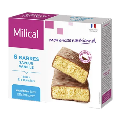 Milical - Barres HP vanille - étui 6 barres Milical