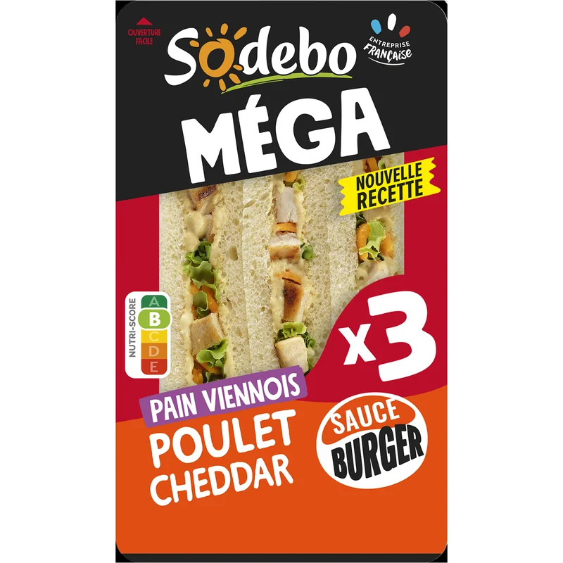 Méga pain viennois poulet cheddar Sodebo