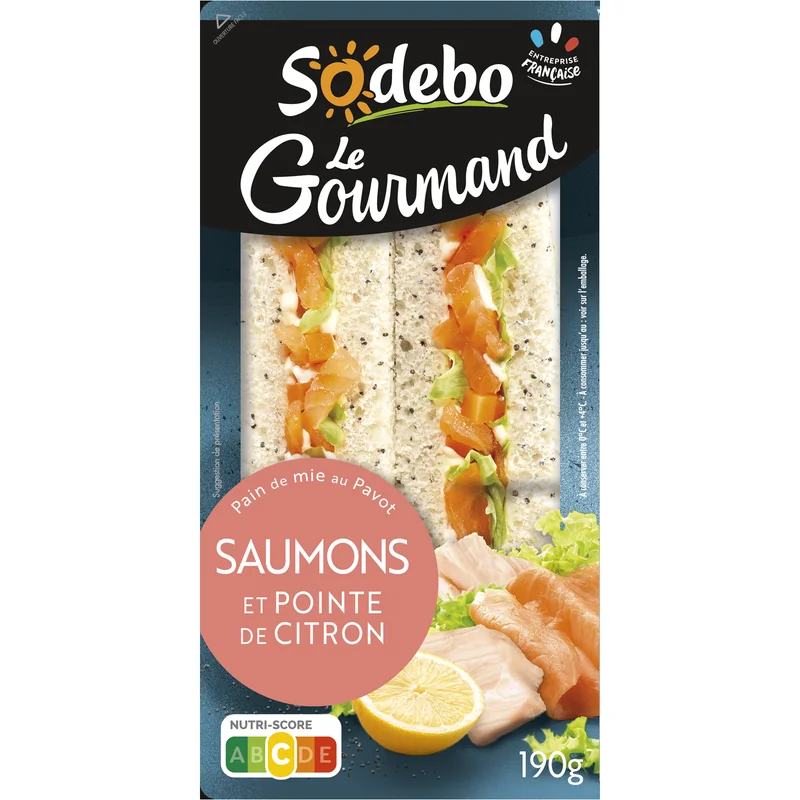 Sandwich Le Gourmand Club - Saumon fumé Pointe de citron Sodebo