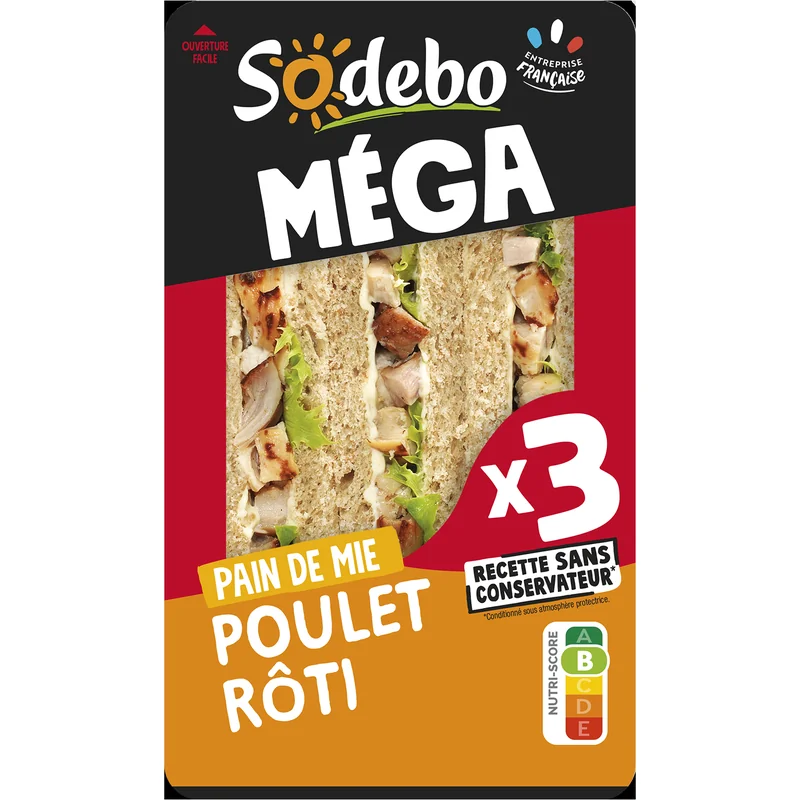 Méga poulet rôti mayo légère x3 Sodebo