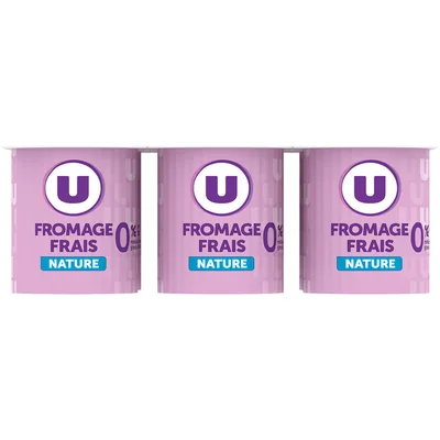 Fromage blanc frais nature, 0%MG, 6x60g U