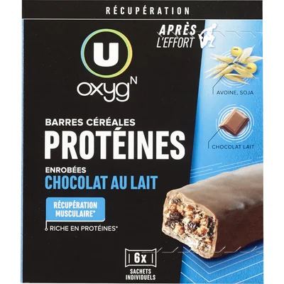Barres céréales protéinées chocolat, x6, 192g U