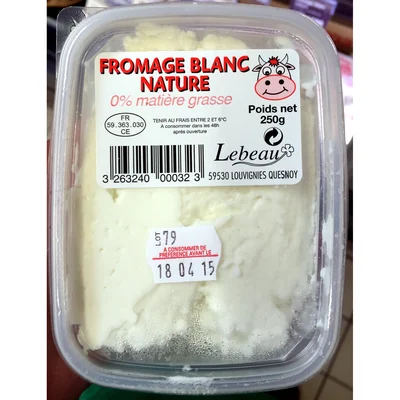Fromage blanc nature 0% Lebeau