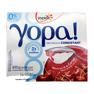 Yopa ! Nature sur lit de Cerise (0 % MG) Yoplait