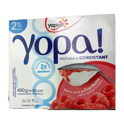Yopa ! Nature sur lit de Framboise (2 % MG) Yoplait