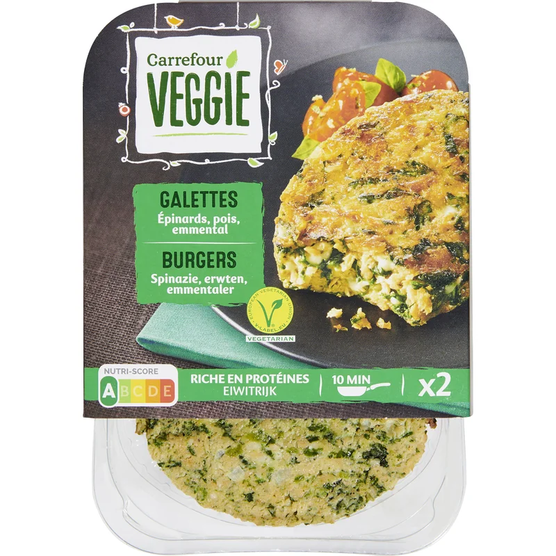VEGEtal GALETTES Épinards, blé, emmental Carrefour
