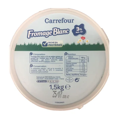 Fromage blanc (3 % MG) Carrefour