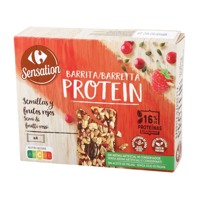 Barrita proteína sabor frutos rojos Carrefour