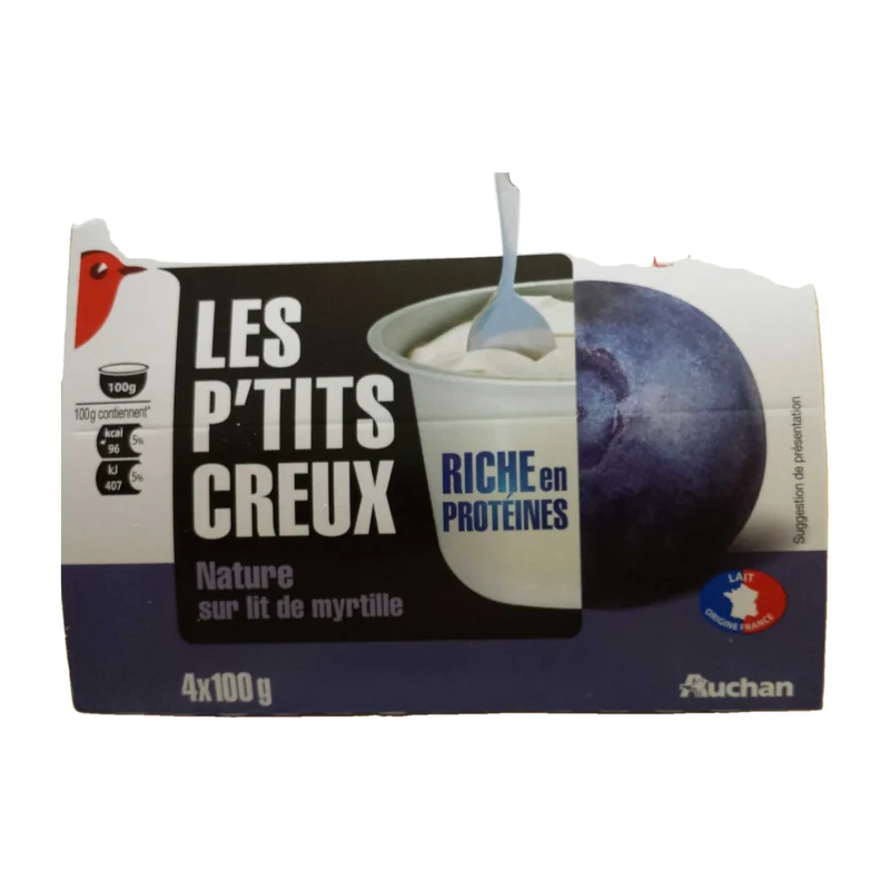 Les P'tits Creux Nature sur lit de myrtille Auchan