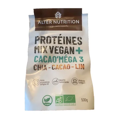 Proteines mix vegan cacao’mega 3 Alter Nutrition