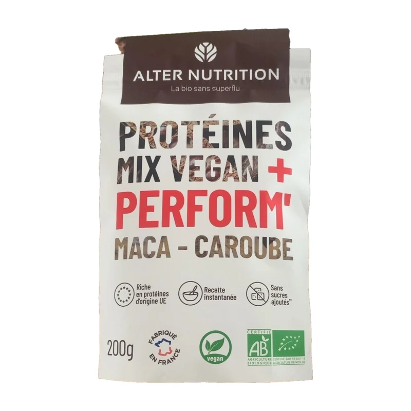 Proteines mix vegan maca caroube Alter Nutrition
