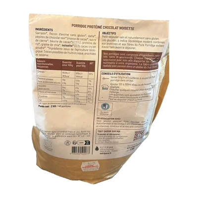 Porridge protéiné chocolat noisette Nutripure
