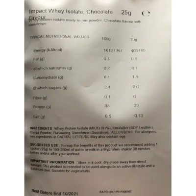 Impact Whey Isolate TM Testpaket, Chocolate Flavour MYPROTEIN