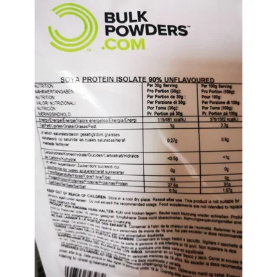 Bulk Powders 500 G Soya Protein Isolate Pouch